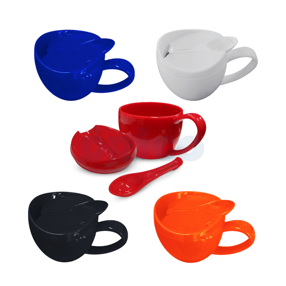 Taza Plástica 450ml con Tapa y Cuchara