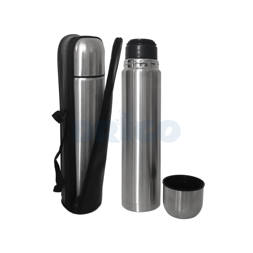Termo Metálico 1L con Funda Negra