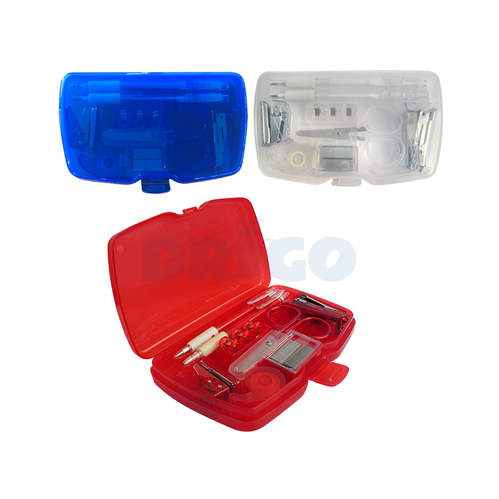 Kit de Oficina Completo en Estuche de Plástico Traslúcido